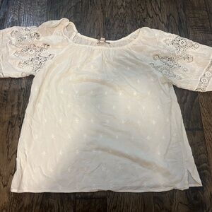 LOFT White Embroidered Blouse